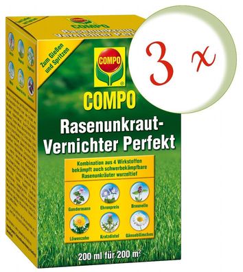 3 x COMPO Rasenunkraut-Vernichter Perfekt, 200 ml