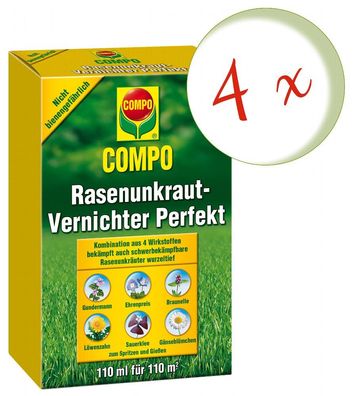 4 x COMPO Rasenunkraut-Vernichter Perfekt, 110 ml