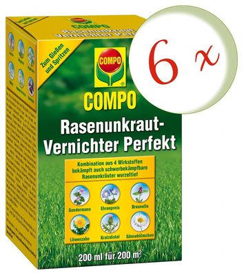 6 x COMPO Rasenunkraut-Vernichter Perfekt, 200 ml