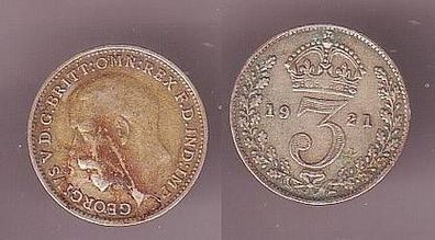 3 Pence Silber Münze Großbritannien 1921