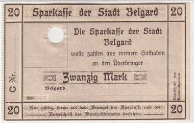 Banknote 20 Mark Stadt Belgard in Pommern 1. Weltkrieg