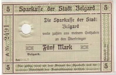 Banknote 5 Mark Stadt Belgard in Pommern 1. Weltkrieg
