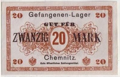 Banknote 20 Mark Gefangenen Lager Chemnitz 1. Weltkrieg
