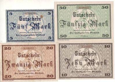 4 x Banknoten Stadtgemeinde Rudolstadt 1918
