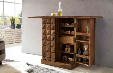 Hausbar Barschrank Weinregal ASMO Massivholz Sheesham Landhausstil