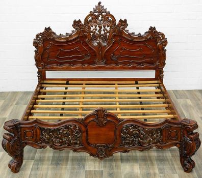 NACHTRUHE ROYAL goldenes ROKOKO-BETT ca.160x200cm DOPPELBETT massiv DESIGNERBETT