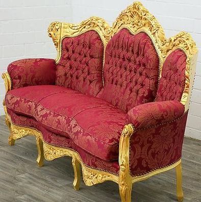 Großes Barock Sofa rot-gold 3-Sitzer Baroque Canapé BIG SOFA Couch - LUXUS Möbel