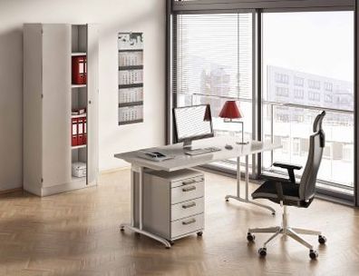 Komplettbüro B14 Büromöbel-Set mit Drehstuhl Schreibtisch Aktenschrank Rollcontainer