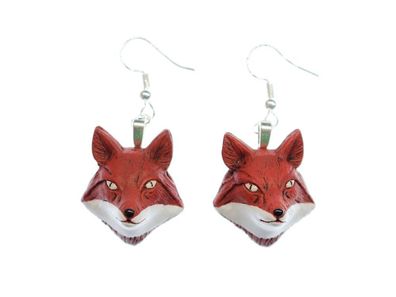 Fuchskopf Ohrringe Ohrring Miniblings Hänger Tier Fuchs Rot Rotfuchs Keramik