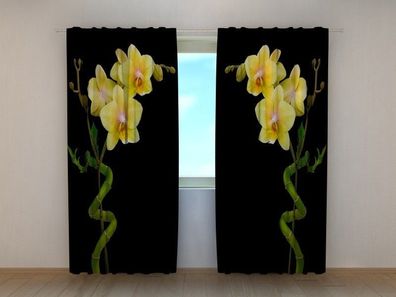 Fotogardine Orchideen Duett, Vorhang bedruckt, Fotovorhang mit Foto, nach Maß