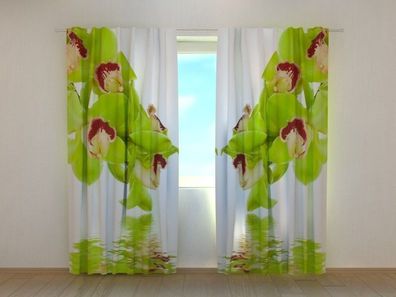 Fotogardine grüne Orchidee, Vorhang bedruckt, Fotovorhang mit Foto, nach Maß