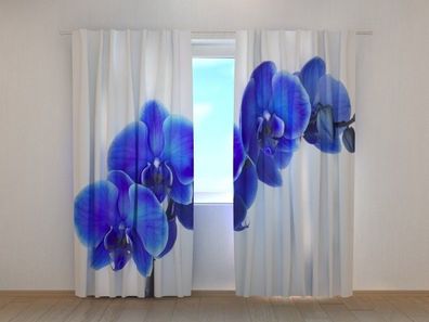 Fotogardine blaue Orchidee, Vorhang bedruckt, Fotovorhang mit Foto, nach Maß