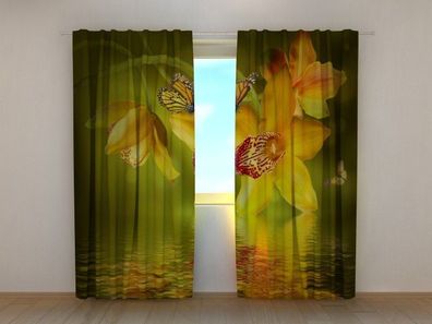 Fotogardine Jade Orchidee, Vorhang bedruckt, Fotovorhang mit Foto, nach Maß