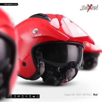 SOXON SR-400 Mono RED - JET HELM Motorrad-helm ROLLER Scooter URBAN ROT - XS-XL