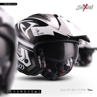 SOXON SR-400 STORM TITAN JET-HELM ? Motorrad-helm ROLLER Scooter-helm ECE XS–XL