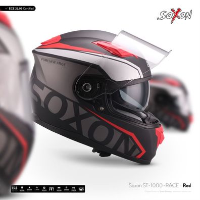 SOXON ST-1000 RACE RED Integral-helm ? Motorrad-helm FULL-FACE ROLLER ? XS–XXL