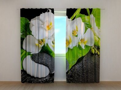Fotogardine Orchidee Yin Yang, Vorhang bedruckt, Fotovorhang mit Foto, nach Maß