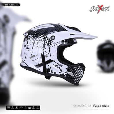SOXON SKC-33 FUSION-WHITE / KIDS KINDER-CROSS-HELM Offroad Motorrad XXS–S