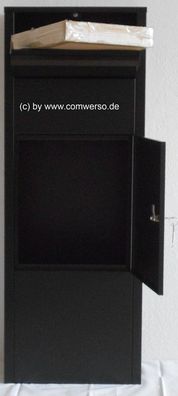 Riesiger Briefkasten, schwarz, XXL Paketbriefkasten mit Montageset Easy Mounting
