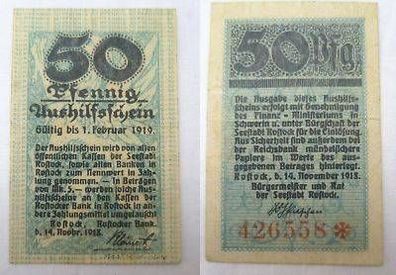 50 Pfennig Banknote Aushilfsschein Rostock 1918