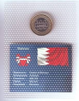 Folie mit Kursmünze 100 Fils Bahrain 2005