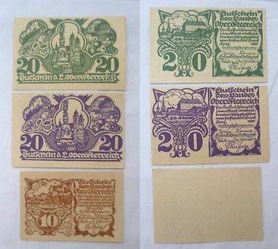 3 Banknoten Notgeld Linz Oberösterreich 1921
