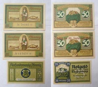3 Banknoten Notgeld der Stadt Leutenberg Thür. 1921