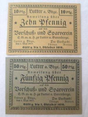 2 Banknoten Notgeld Lutter am Barenberge 1917