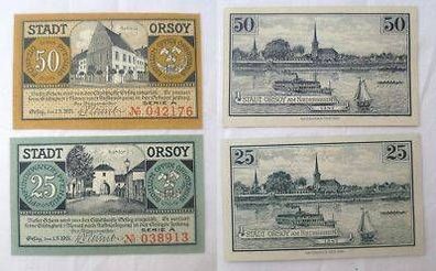 2 Banknoten Notgeld der Stadt Orsoy 1921