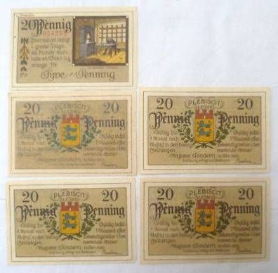 5 Banknoten Notgeld Stadt Tondern Schleswig 1920
