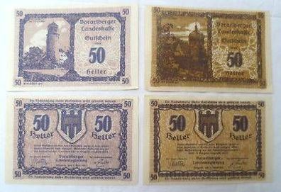 3 Banknoten Notgeld Landeskasse Vorarlberg Bregenz 1921