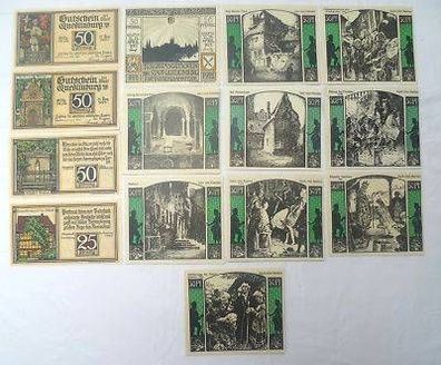 14 Banknoten Notgeld der Stadt Quedlinburg 1921-1922