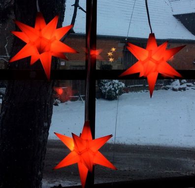 3er LED Außen-Stern-Set rot Außenstern Adventsstern Weihnachtsstern Outdoor