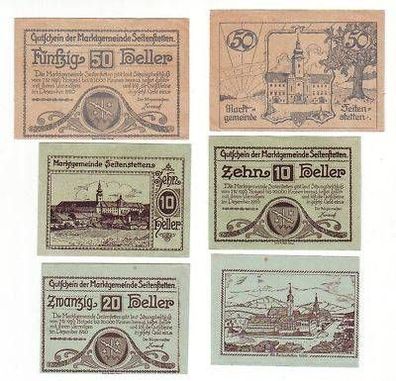 3 Banknoten Notgeld Marktgemeinde Seitenstetten 1920