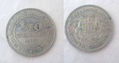 Münze Notgeld 1/10 Verrechnungsmarke Hamburg 1923
