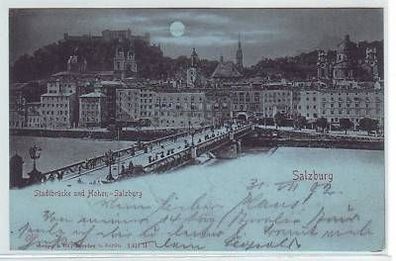 43481 Mondscheinkarte Salzburg Stadtbrücke 1902