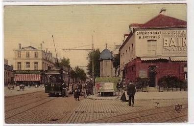 45218 Feldpost Ak Reims Avenue de Laon Tram 1914