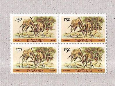 Tansania - Motiv - Giraffen postfrischer Viererblock xx