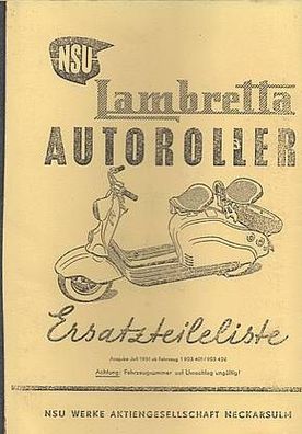 Ersatzteilliste NSU Lambretta Autoroller, Oldtimer
