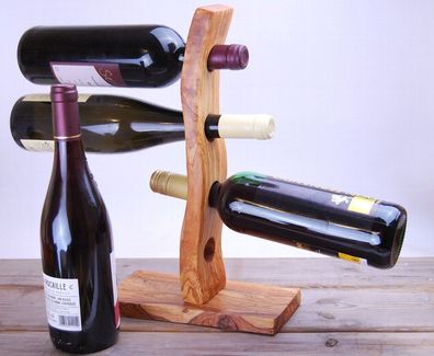Flaschenhalter Holzständer Weinregal Olivenholz Flaschenständer, bis 4 Flaschen