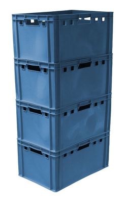 4 Stück Euronorm Box E3 lebensmittelneutral robus stapelbar blau Gastlando