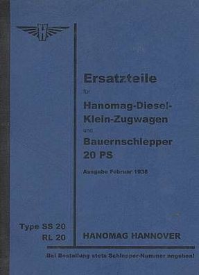 Ersatzteilliste für Hanomag-Diesel-Klein-Zugwagen, Schlepper, Trecker, Traktor