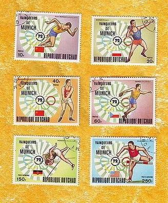 Olympiade München 1972 - 6 Marken versch. Sportarten o