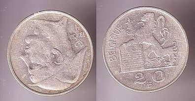 20 Franc Silber Münze Belgien Merkurkopf 1950