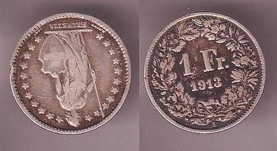 1 Franken Silber Münze Schweiz 1913 ss