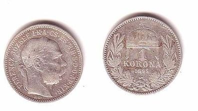 1 Krone Silber Münze Ungarn 1895 KB