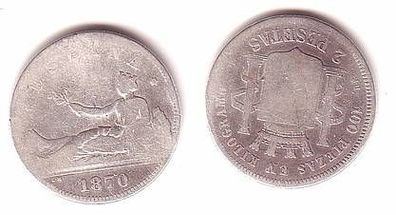 2 Pesetas Silber Münze Spanien 1870