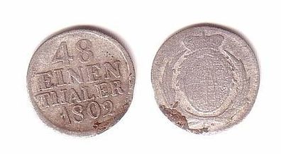 1/48 Taler Silber Münze Sachsen 1802