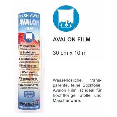 Madeira Avalon Film wasserlösliche Stickfolie Fein 10 m Box