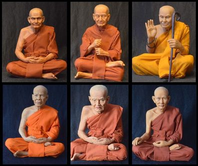 Thailand Buddha Mönch Guru extrem lebensechte Statuen Meditation div Mönche irre